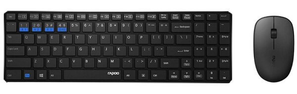 Rapoo 9300M Tastatur RF Wireless + Bluetooth QWERTZ Deutsch Schwarz