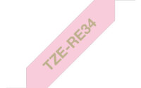 Brother TZE-RE34 Etiketten erstellendes Band Gold auf Rosa