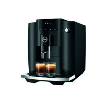 JURA E4 (EA) Piano Black Kaffeevollautomat (Professional Aroma Grinder, Symboldisplay mit Vorauswahl, VC-Brüheinheit, einstellbare Kaffeestärke, App-Steuerung)
