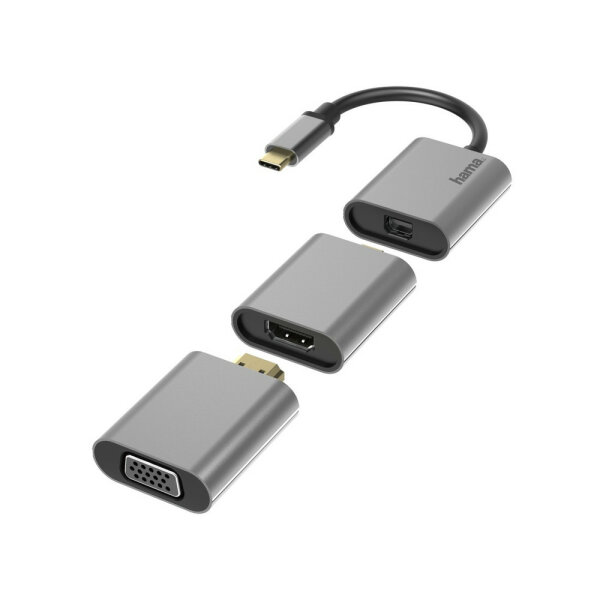 Hama 00200306 Videokabel-Adapter 0,15 m USB Typ-C Mini DisplayPort/HDMI/VGA Grau