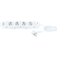 Schwaiger Flexible Steckdosenleiste 4-F weiß (4-fach, USB)