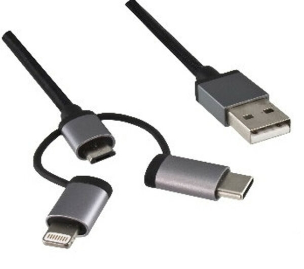 DINIC USB-MULTI-1 Kabelschnittstellen-/adapter USB-A Lightning/Micro USB/USB-C Silber