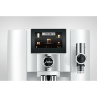 JURA J8 Piano White (EA) Kaffeevollautomat (OneTouch, Weiß, Touchscreen-Farbdisplay, 1,9 l Wassertank, Milchbehälter/Milchdüse, Professional Aroma Grinder, App-Steuerung)