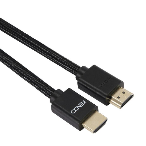 KENDO HDMI Kabel 4K 3,0 m (ARC, schwarz, Gewebe, vergoldet)