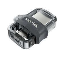 Sandisk Ultra Dual m3.0 USB-Stick 128 GB USB Type-A / Micro-USB 3.0 (3.1 Gen 1) Schwarz, Silber, Transparent